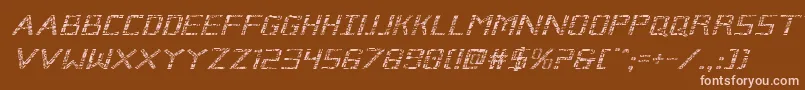 Brokencyborgexpandital-fontti – vaaleanpunaiset fontit ruskealla taustalla