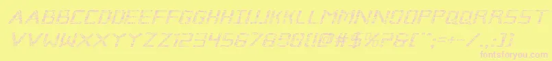 Brokencyborgexpandital-fontti – vaaleanpunaiset fontit keltaisella taustalla