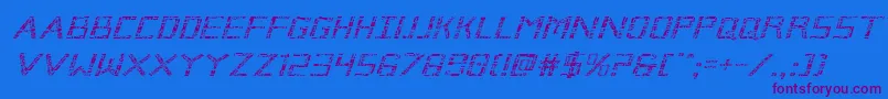 Шрифт Brokencyborgexpandital – фиолетовые шрифты на синем фоне