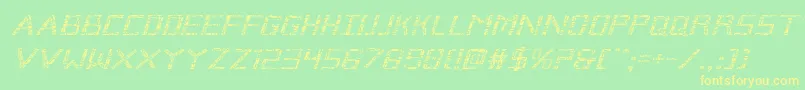Шрифт Brokencyborgexpandital – жёлтые шрифты на зелёном фоне