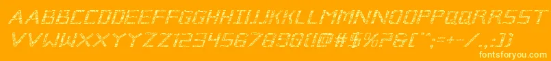 Fonte Brokencyborgexpandital – fontes amarelas em um fundo laranja