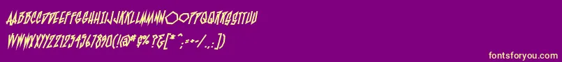 Saiba mais sobre a fonte BlamblambbHvy Fonte BlamblambbHvy – fontes amarelas em um fundo roxo
