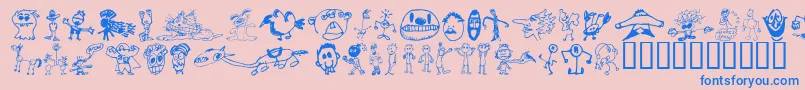 BrianPowersDoodle21-Schriftart – Blaue Schriften auf rosa Hintergrund
