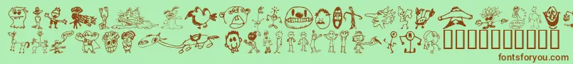 Czcionka BrianPowersDoodle21 – brązowe czcionki na zielonym tle