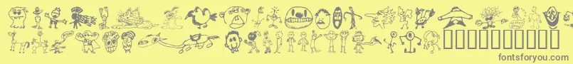 Czcionka BrianPowersDoodle21 – szare czcionki na żółtym tle