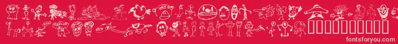 フォントBrianPowersDoodle21 – 赤い背景にピンクのフォント