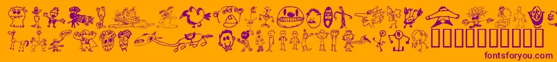 Fonte BrianPowersDoodle21 – fontes roxas em um fundo laranja