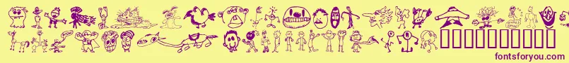 BrianPowersDoodle21 Font – Purple Fonts on Yellow Background