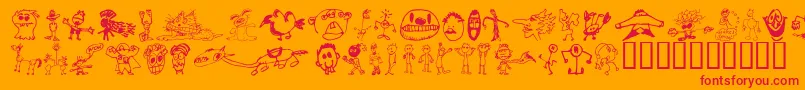 BrianPowersDoodle21 Font – Red Fonts on Orange Background