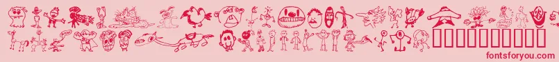BrianPowersDoodle21-Schriftart – Rote Schriften auf rosa Hintergrund