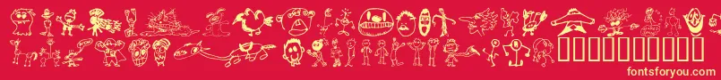 BrianPowersDoodle21 Font – Yellow Fonts on Red Background