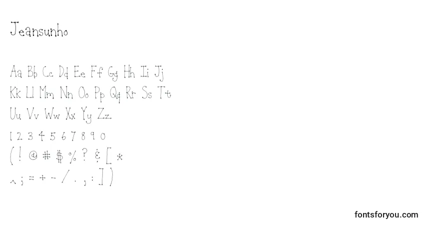 Czcionka Jeansunho – alfabet, cyfry, specjalne znaki