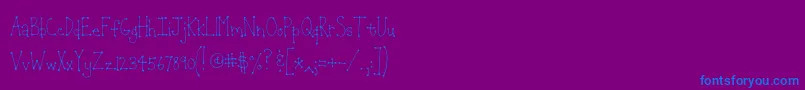 Jeansunho-Schriftart – Blaue Schriften auf violettem Hintergrund