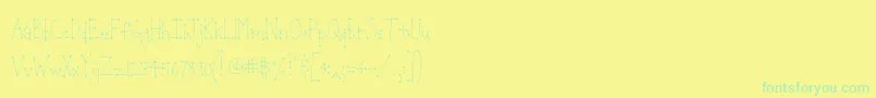 Fonte Jeansunho – fontes verdes em um fundo amarelo