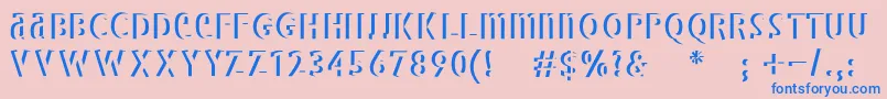 Bradburysboldshadow-Schriftart – Blaue Schriften auf rosa Hintergrund