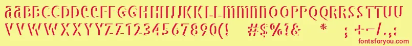 Bradburysboldshadow Font – Red Fonts on Yellow Background