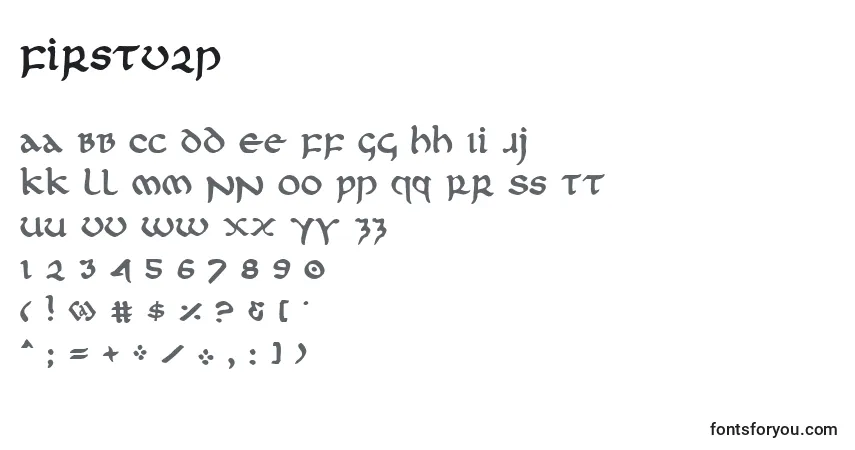 Schriftart Firstv2p – Alphabet, Zahlen, spezielle Symbole