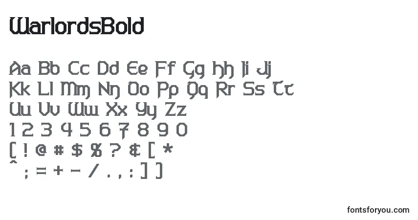 Czcionka WarlordsBold – alfabet, cyfry, specjalne znaki