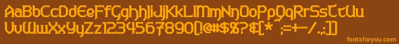 フォントWarlordsBold – オレンジ色の文字が茶色の背景にあります。