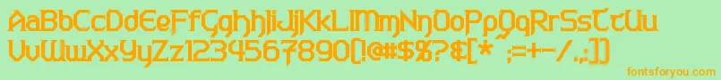 フォントWarlordsBold – オレンジの文字が緑の背景にあります。
