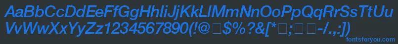 フォントHelveticaMediumitalic – 黒い背景に青い文字