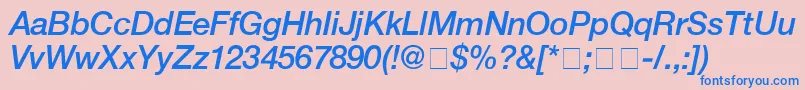 フォントHelveticaMediumitalic – ピンクの背景に青い文字