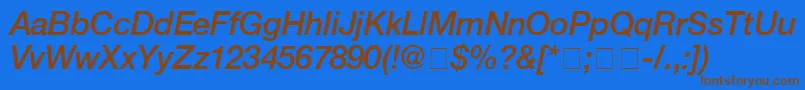 フォントHelveticaMediumitalic – 茶色の文字が青い背景にあります。