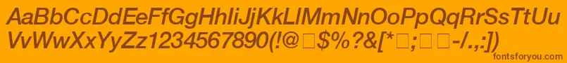 Fonte HelveticaMediumitalic – fontes marrons em um fundo laranja