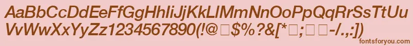 HelveticaMediumitalic-fontti – ruskeat fontit vaaleanpunaisella taustalla