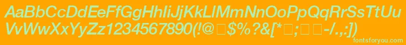 Шрифт HelveticaMediumitalic – зелёные шрифты на оранжевом фоне
