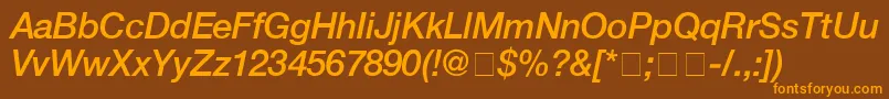 HelveticaMediumitalic Font – Orange Fonts on Brown Background