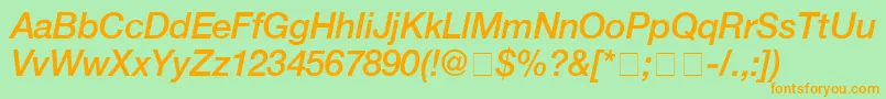 HelveticaMediumitalic Font – Orange Fonts on Green Background