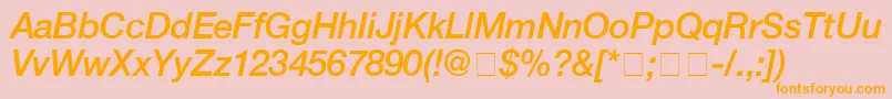 Fonte HelveticaMediumitalic – fontes laranjas em um fundo rosa