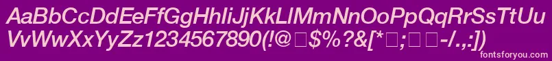 HelveticaMediumitalic Font – Pink Fonts on Purple Background