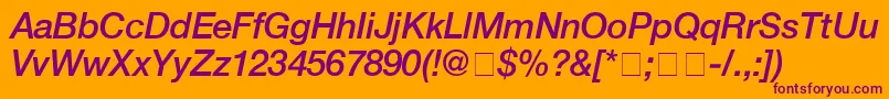 HelveticaMediumitalic-fontti – violetit fontit oranssilla taustalla