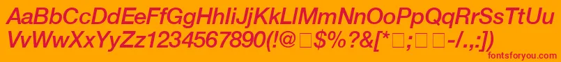 フォントHelveticaMediumitalic – オレンジの背景に赤い文字