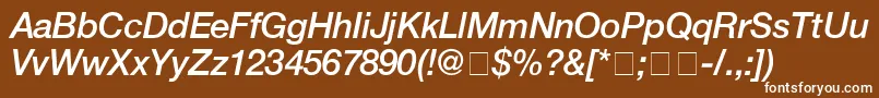 フォントHelveticaMediumitalic – 茶色の背景に白い文字