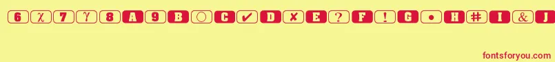 Bullets1-fontti – punaiset fontit keltaisella taustalla