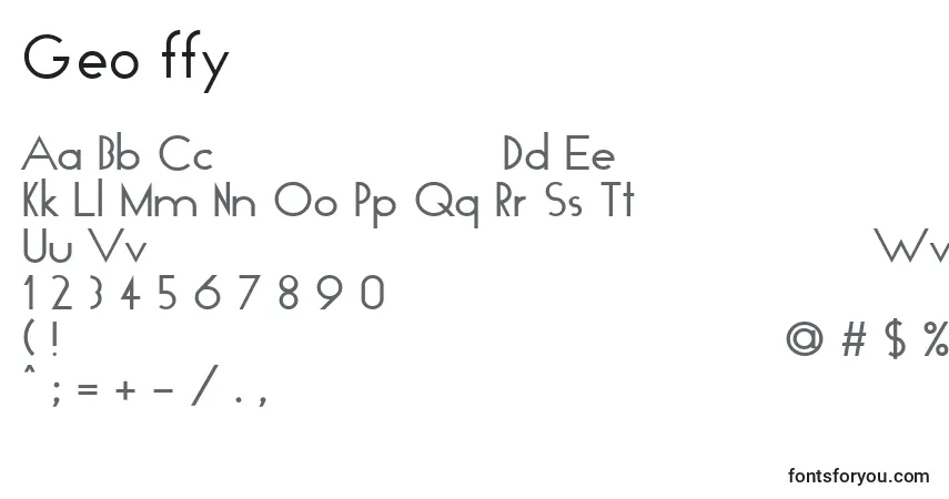 Schriftart Geo ffy – Alphabet, Zahlen, spezielle Symbole