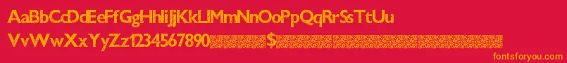 Fonte Windowcrash – fontes laranjas em um fundo vermelho