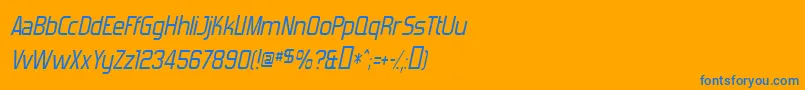 Czcionka ForgottenFuturistItalic – niebieskie czcionki na pomarańczowym tle