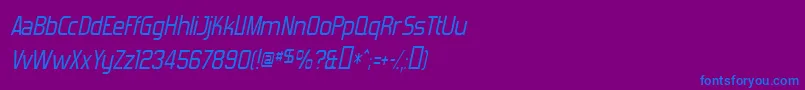 フォントForgottenFuturistItalic – 紫色の背景に青い文字