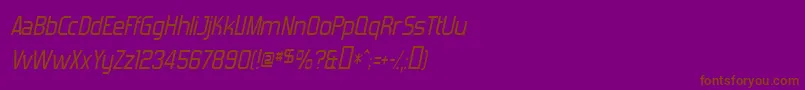 フォントForgottenFuturistItalic – 紫色の背景に茶色のフォント
