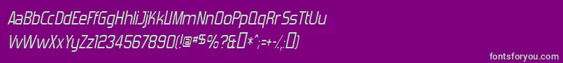 フォントForgottenFuturistItalic – 紫の背景に緑のフォント