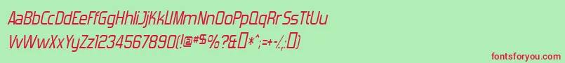 Шрифт ForgottenFuturistItalic – красные шрифты на зелёном фоне