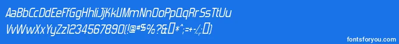 ForgottenFuturistItalic-fontti – valkoiset fontit sinisellä taustalla