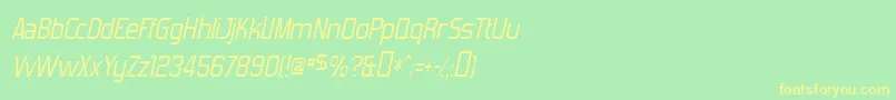 ForgottenFuturistItalic-fontti – keltaiset fontit vihreällä taustalla
