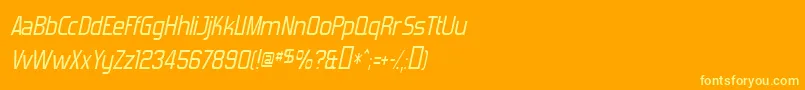 ForgottenFuturistItalic-Schriftart – Gelbe Schriften auf orangefarbenem Hintergrund