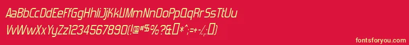 ForgottenFuturistItalic Font – Yellow Fonts on Red Background