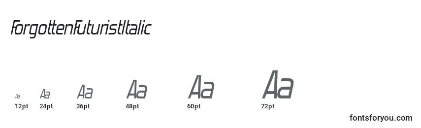 ForgottenFuturistItalic Font Sizes